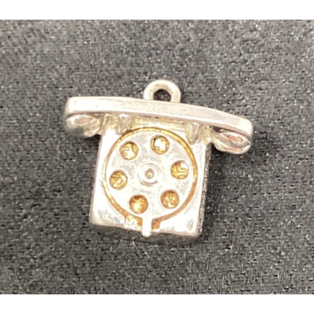 Vintage Rotary Phone Charm Sterling Silver Talking Telephone Pendant I Love You